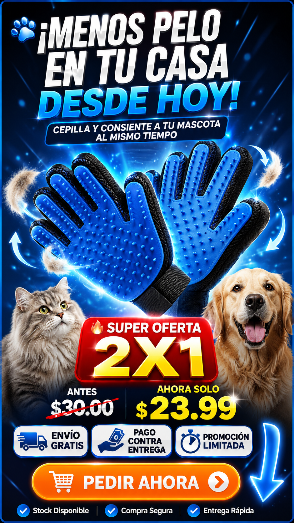 Pack 2x1 Guante Para Quitar Pelos De Mascota
