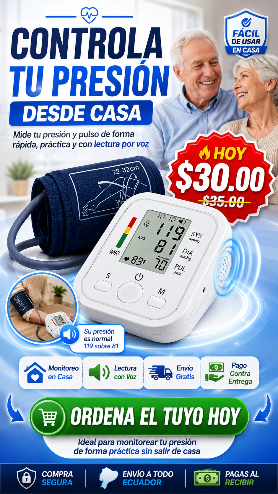 Tensiómetro digital con voz