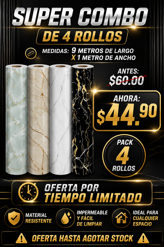Super pack 4 rollos Vinilo de pared